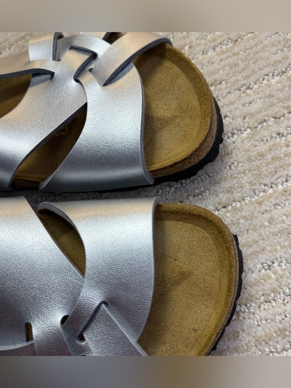 Like new Birkenstock Pisa metallic silver strap sandals - Picture 8 of 12